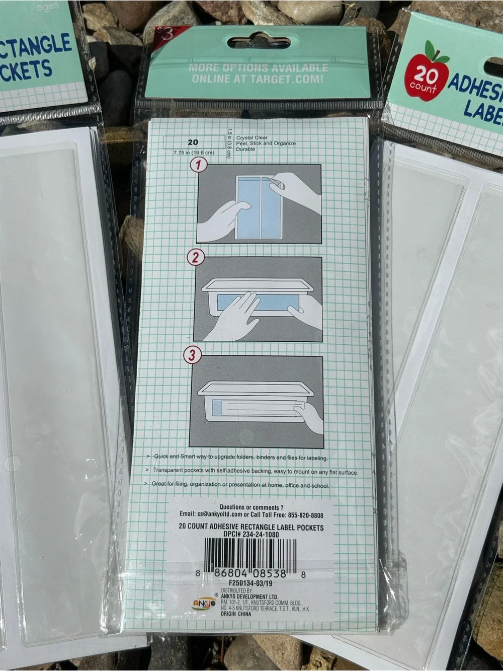 Target Bullseye Playground Clear Adhesive Label Pockets 20 Count - Set of 3  NEW